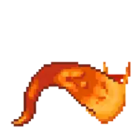 a pixel art drawing of a flame coming out of a tail