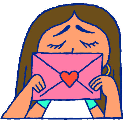 Happy Lola Kisses Her Love Letter Sticker - Hopeless Romance101 Kiss Heart Stickers