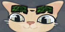 a cat wearing sunglasses with a target on its eye