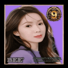 a picture of a woman with the name bee written on it