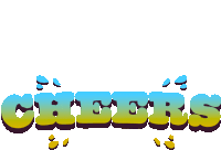 the word cheers is displayed in blue and yellow letters