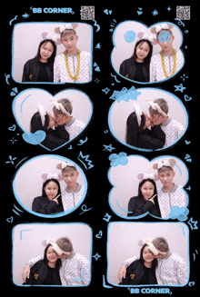 a collage of photos of a boy and a girl with the words bb corner on the bottom