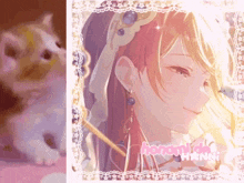 a picture of a cat and a picture of a girl with the name hanamichi hanni on it