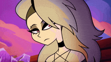 a cartoon drawing of a girl with long hair
