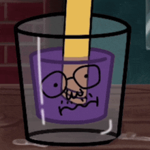 a cartoon drawing of a hand in a glass