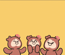 three teddy bears are raising their arms in the air in front of the number 2022