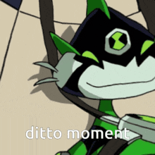 a picture of a cartoon character with the words ditto moment written on it