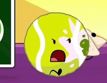 a cartoon of a tennis ball with a face on it