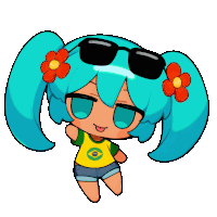 a cartoon of a girl wearing sunglasses and shorts