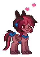 a pixel art of a pony with headphones on and a heart above its head