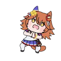 a cartoon drawing of a girl with a cat ear and a flower on her head