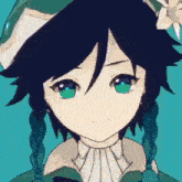 a close up of a person wearing a hat and braids with green eyes .