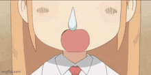 a cartoon of a girl with a needle in her nose
