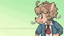 a cartoon drawing of a wolf wearing a tie and a jacket