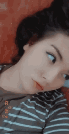 a close up of a woman 's face with the date 4-18-22 on the bottom right