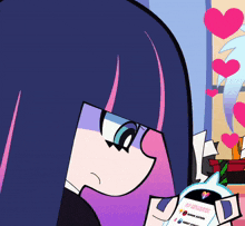 a cartoon character is holding a piece of paper that says ' i love you '
