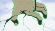 a close up of a person 's hand with a green light coming out of it