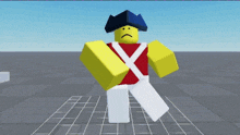 a roblox character with a sad face and an x on his chest