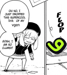 a black and white cartoon of a girl saying oh no i just dropped this supercool link of my