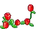 a bunch of red roses on a white background in a pixel art style .