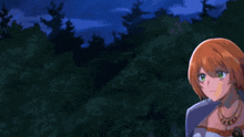 a girl with orange hair is holding a gun