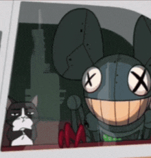 a cartoon mouse with x 's on its eyes