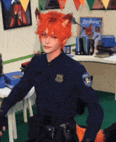 a zootopia poster hangs on a wall behind a police uniform