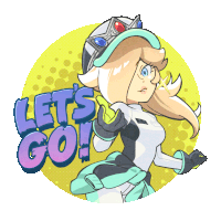 a cartoon drawing of a woman with the words let 's go