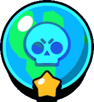 a blue circle with a skull on it