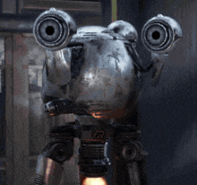 a close up of a robot 's head and arms
