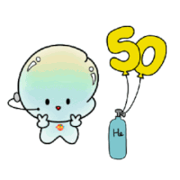 a cartoon character is holding a balloon that says 50 on it