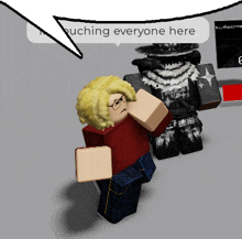 a speech bubble that says " touching everyone here "