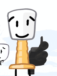 a cartoon character giving a thumbs up with a marshmallow head