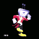 a cartoon character named ford is wearing a red jacket and tie