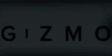 a sign that says gizmo on it in black letters