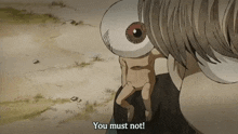 a cartoon character says you must not in front of a monster