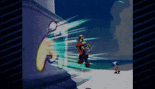 a video game screen shows mario and sonic fighting