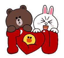 Brown And Cony I Love You GIF - Brown And Cony I Love You Bear GIFs