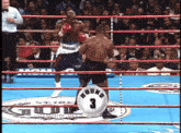 two boxers in a ring with a round 3 sign