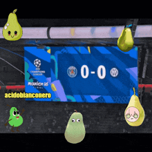 a scoreboard for the champions league match between munich and paris saint-germain
