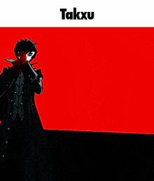 a picture of a person with the word takxu on the bottom right