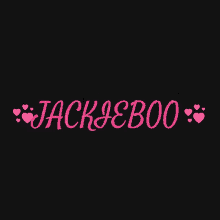 a black background with the word jackieboo in pink