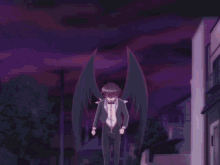 a man with purple hair and a bow tie