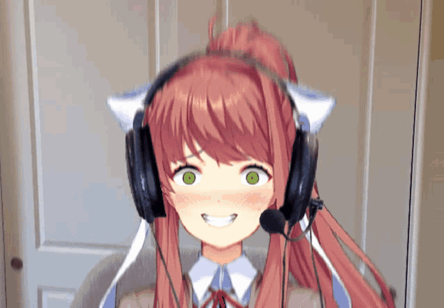 Monika Monika Gaming GIF - Monika Monika Gaming Speedrun GIFs