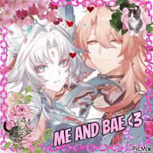 a picture of two anime characters with the caption me and bae