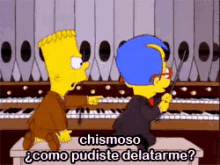 Bart Peleando Con Milhouse En Un Piano GIF - Bart Milhouse Chismoso GIFs