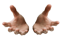 a pair of hands with their fingers outstretched against a white background