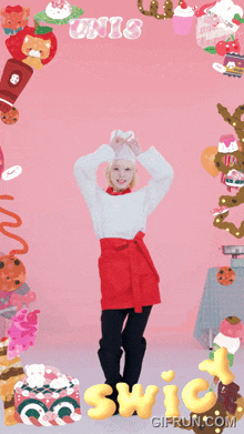 a gif from gifrun.com shows a girl in a chef 's hat and apron