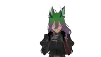 a cartoon character with green hair and horns