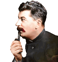 a man with a mustache is holding a pipe in his hand